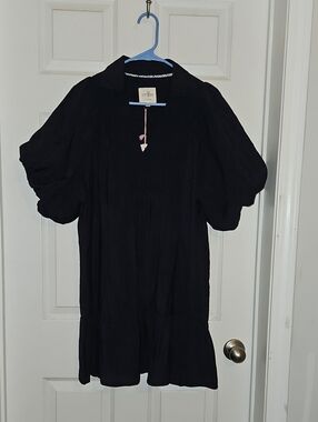 Umgee Navy Puff Sleeve Mini Dress